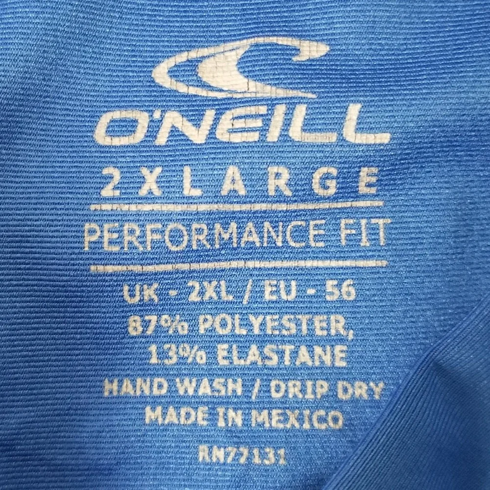 O'Neill‎ Rash Guard Men 2XL Blue Performance Fit Long Sleeve Surf UV Protection